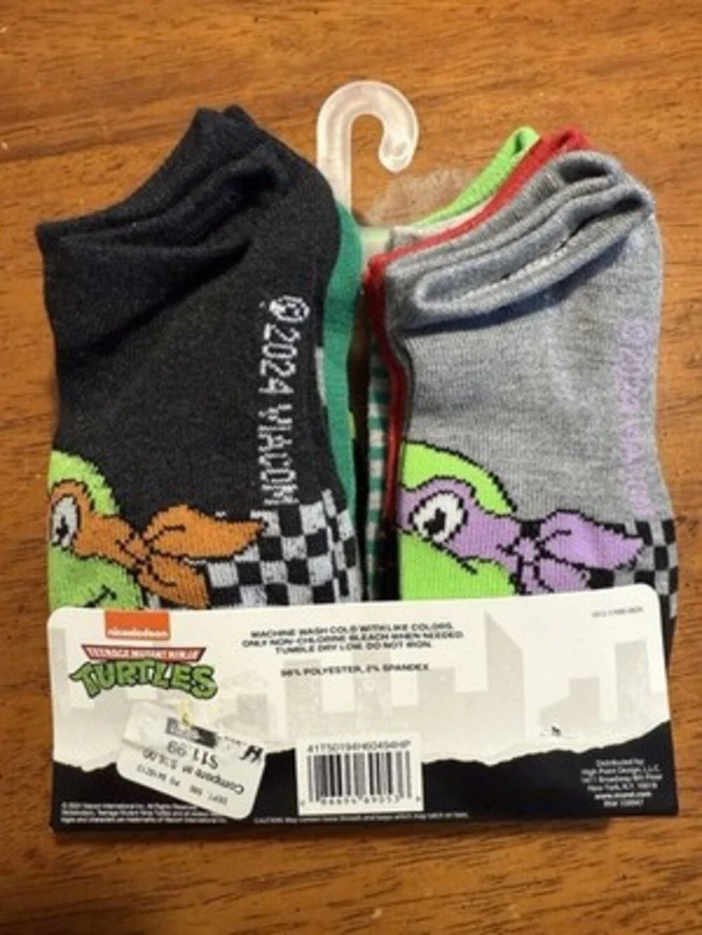 Boys Teenage Mutant Ninja Turtles No-Show Socks Shoe Size 7.5-3.5